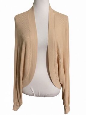 Hotouch Boutique Beige Open Front Cardigan Lightweight Viscose Women's